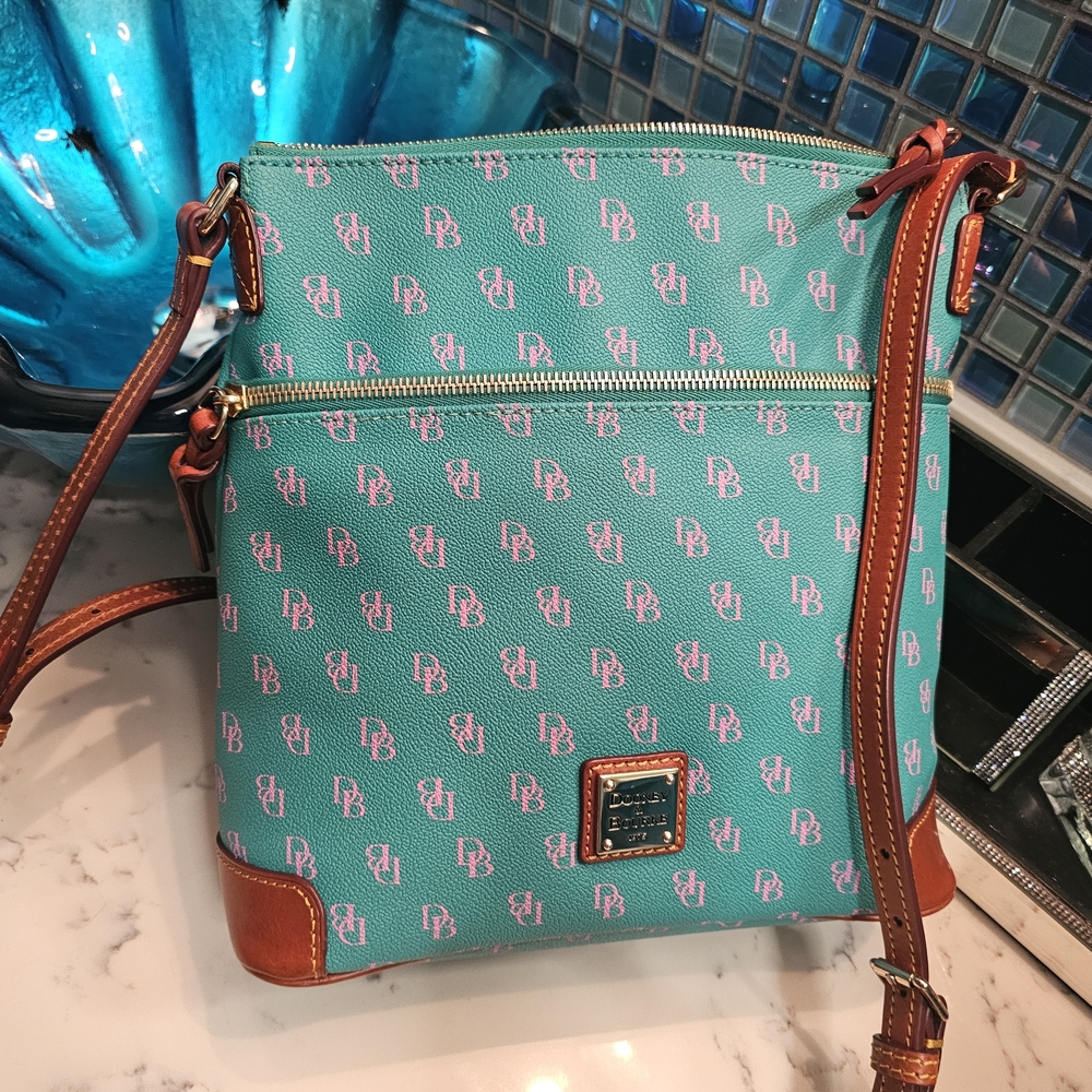 Dooney & Bourke Turquoise and Pink XL Crossbody Bag Aka 1908